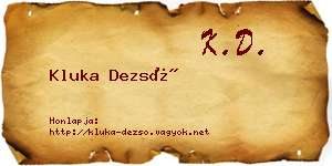 Kluka Dezső névjegykártya